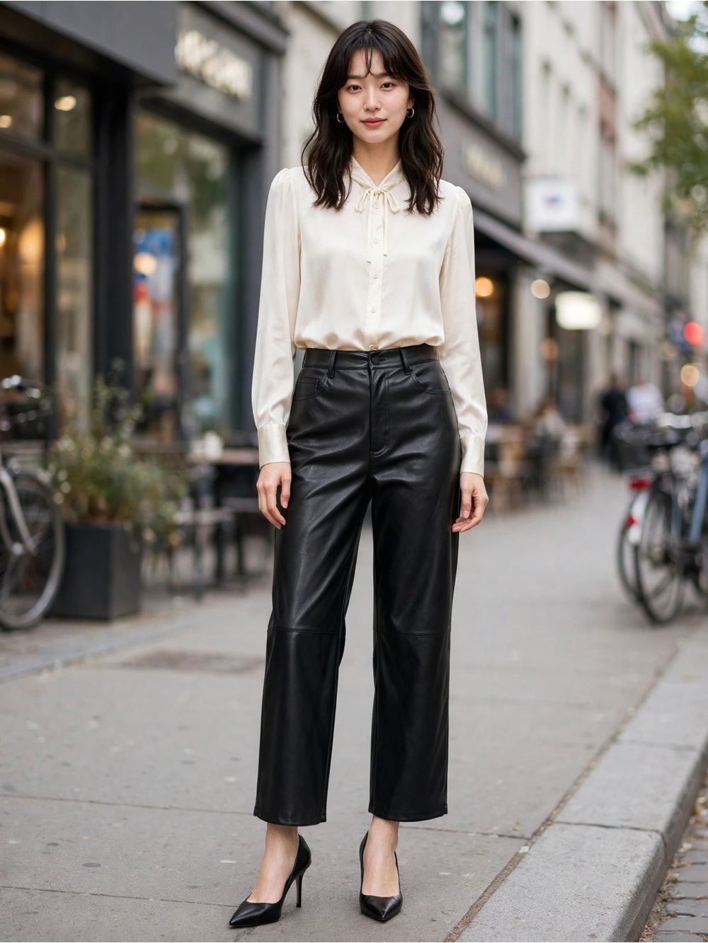 NWT Worthington Straight Ankle Faux Leather Pants 14P Black $64 JCPenney Petite